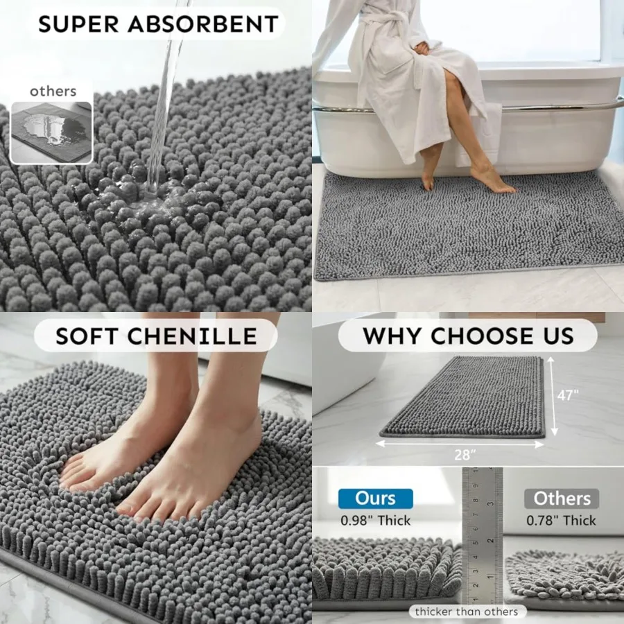 Secura Bathroom Rugs 47x28, Ultra Soft Chenille Bath Mat, Super Absorbent Quick Dry Bathroom Mat, Non Slip Machine Washable Bat
Secura Bathroom Rugs 47x28, Ultra Soft Chenille Bath Mat, Super Absorbent Quick Dry Bathroom Mat, Non Slip Machine Washable Bat