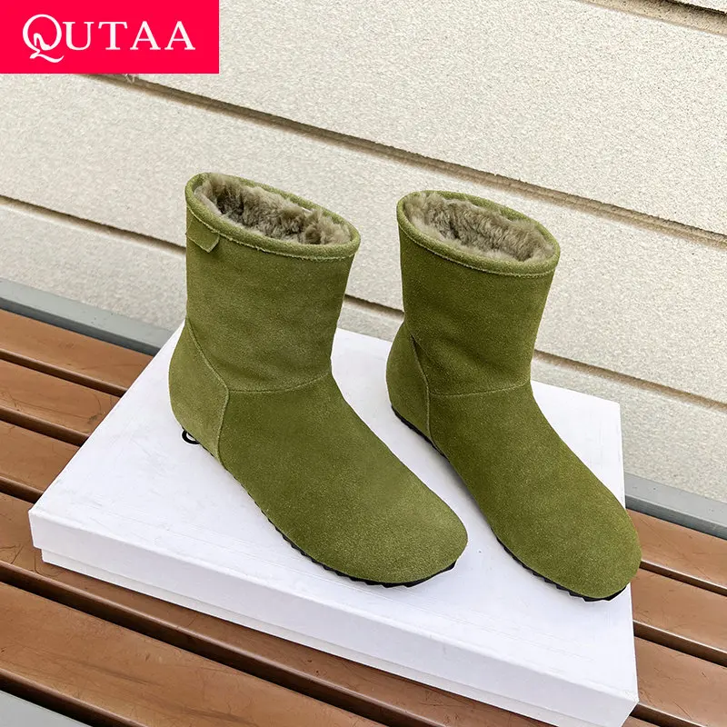 QUTAA 2025 News Women Ankle Boots Casual Warm Wool Fashion Snow Boots Genuine Leather Flat Winter Shoes Woman Size 34-40
QUTAA 2025 News Women Ankle Boots Casual Warm Wool Fashion Snow Boots Genuine Leather Flat Winter Shoes Woman Size 34-40