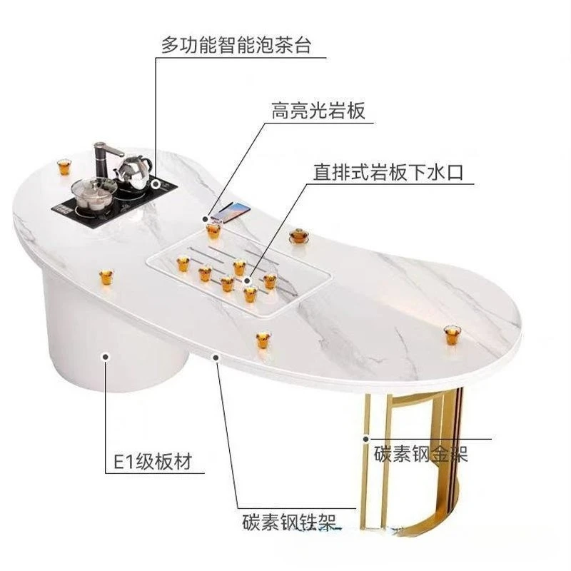 tea table integrated, a complete set, simple home use, living room, balcony, office, rock slab Kung Fu table, curved 
tea table integrated, a complete set, simple home use, living room, balcony, office, rock slab Kung Fu table, curved