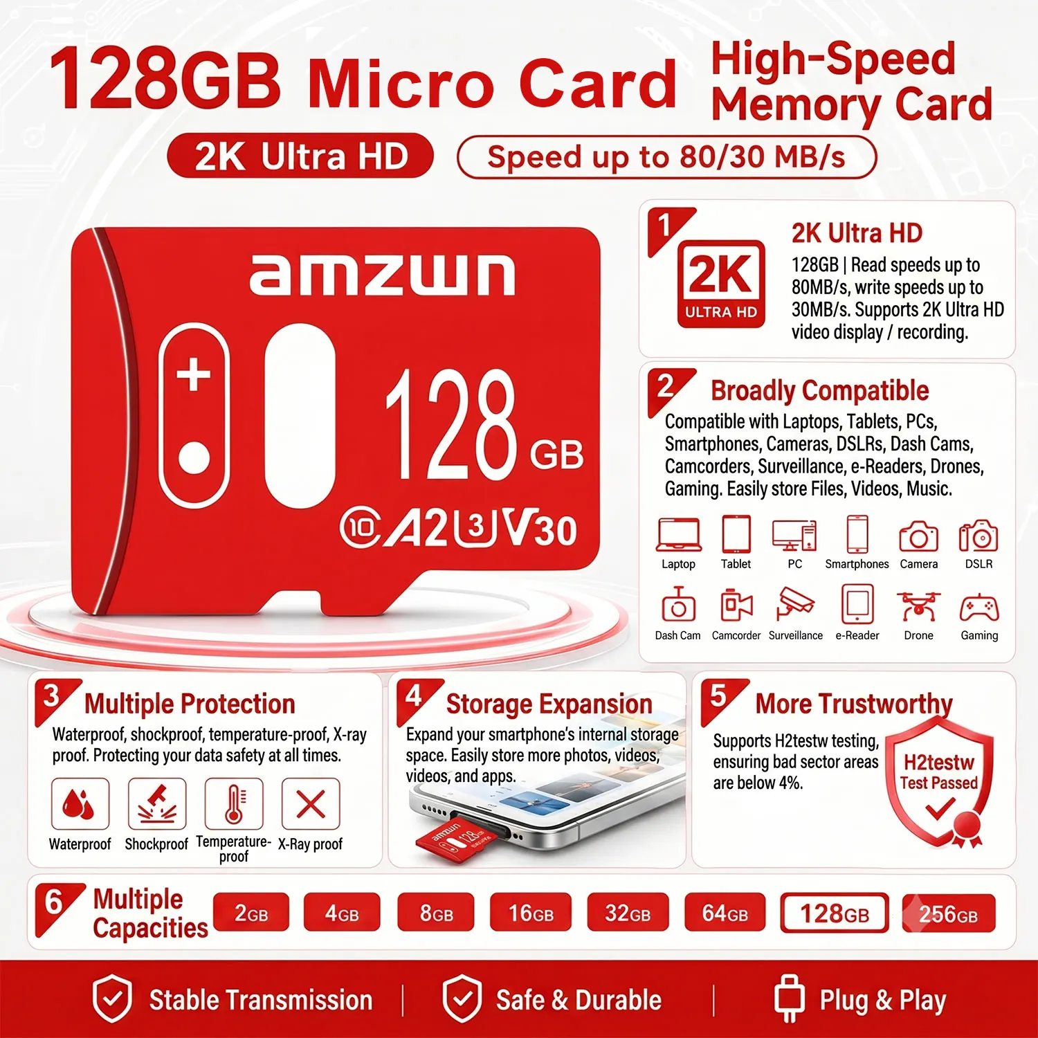 Original amzwn 128GB Memory Card 64GB 32GB Flash Micro Card TF High Speed C10 Mini sd
Original amzwn 128GB Memory Card 64GB 32GB Flash Micro Card TF High Speed C10 Mini sd