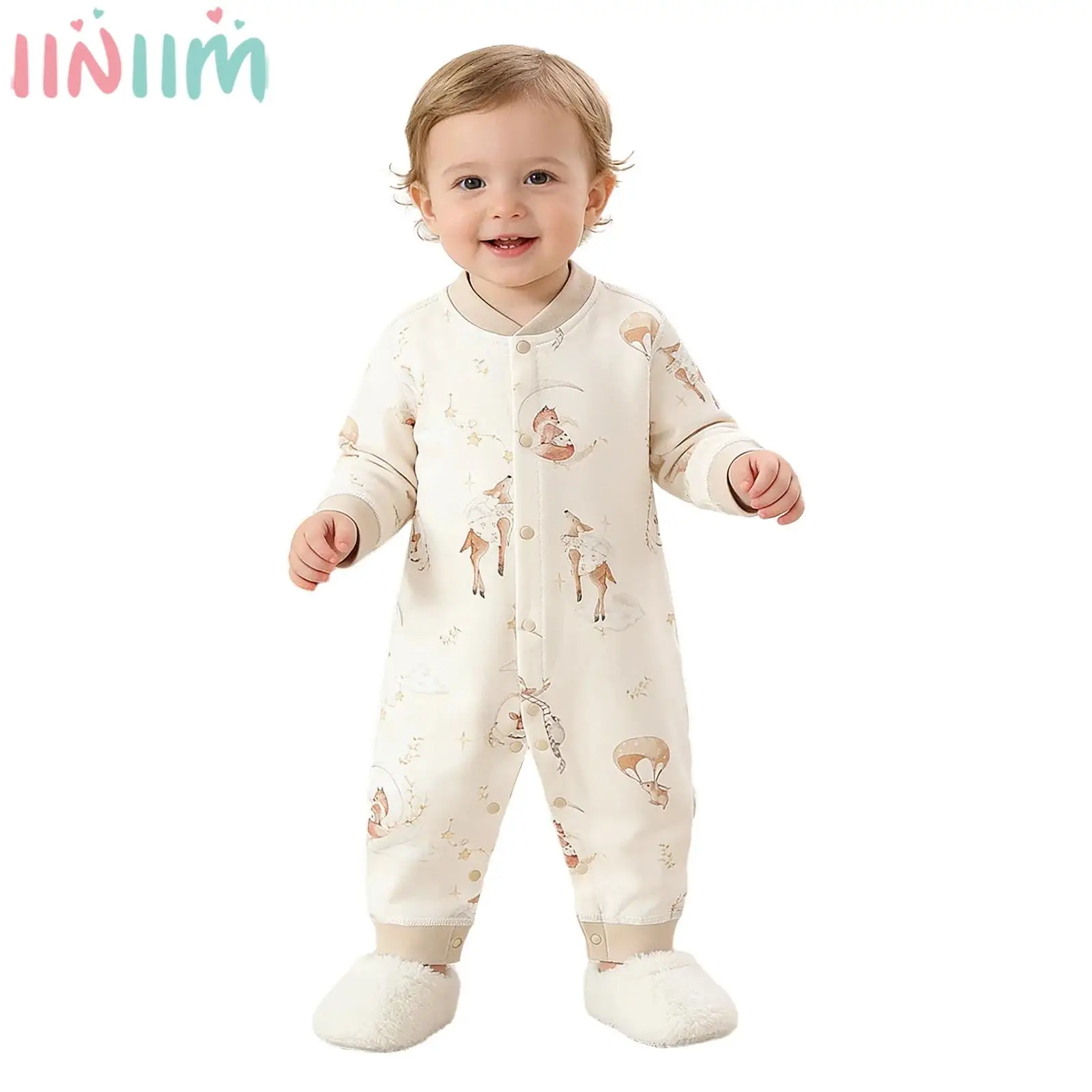 Baby Boys Girls Soft Pure Cotton Cute Printed Romper Long Sleeve Press Button Jumpsuit Pajamas Sleepwear Homewear Daily Wear
Baby Boys Girls Soft Pure Cotton Cute Printed Romper Long Sleeve Press Button Jumpsuit Pajamas Sleepwear Homewear Daily Wear