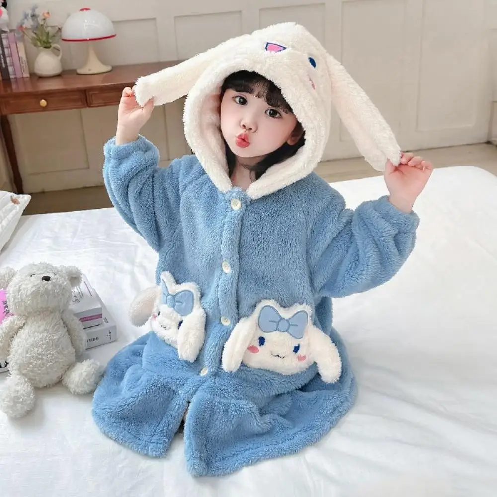 Sanrio Hello Kitty Girls Pajamas Flannel Homewear Kawaii Cinnamoroll Autumn Winter Kids Loungewear Nightdress Sleepwear Robes 
Sanrio Hello Kitty Girls Pajamas Flannel Homewear Kawaii Cinnamoroll Autumn Winter Kids Loungewear Nightdress Sleepwear Robes
