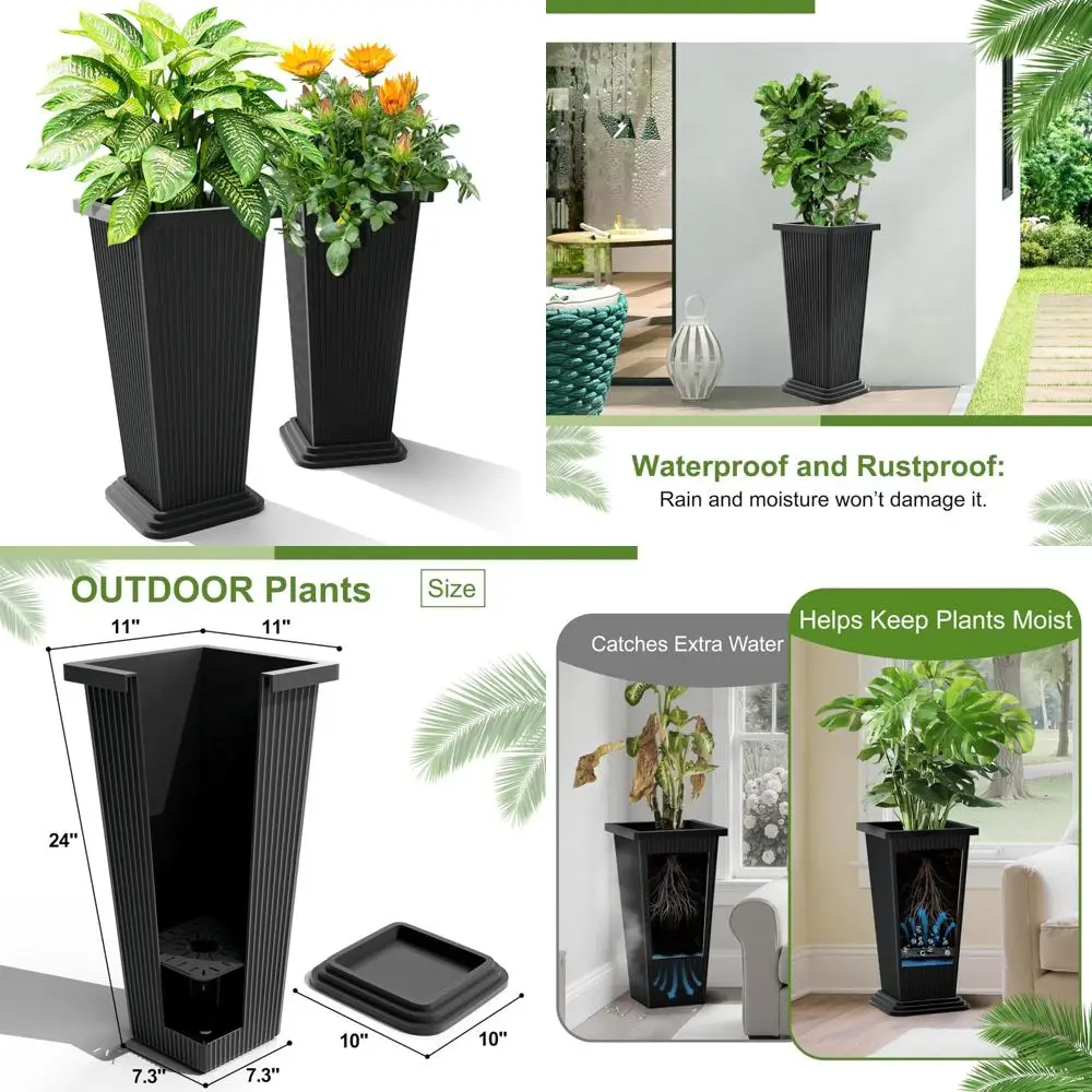 24-Inch Tall Planters Set of 2 for Outdoor and Indoor Use,Tapered Flower Pots with Drainage Tray, Front Porch and Patio Decor,Id
24-Inch Tall Planters Set of 2 for Outdoor and Indoor Use,Tapered Flower Pots with Drainage Tray, Front Porch and Patio Decor,Id