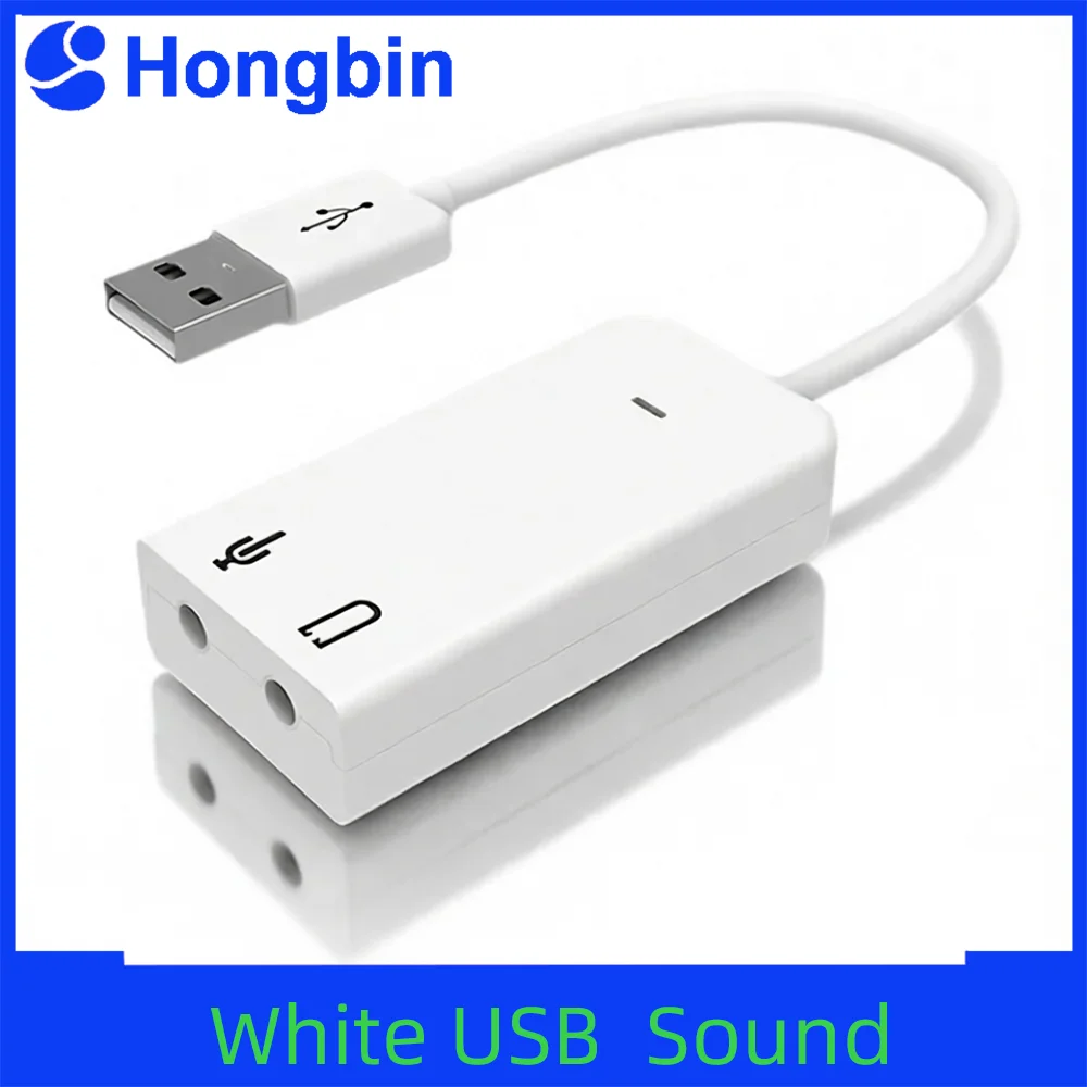 White USB External Sound Card Wired Drive Free USB Sound Card 7.1 External To Jack 3.5mm External Sound Card USB For Laptop PC