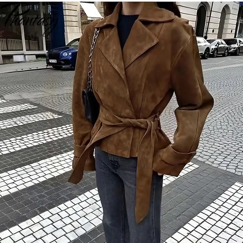 Phantasy Fashion Vintage Belt-Down Jacket Autumn Winter V-Neck Commuter Brown Suit Casual Style High-End Women's Clothing 2025
Phantasy Fashion Vintage Belt-Down Jacket Autumn Winter V-Neck Commuter Brown Suit Casual Style High-End Women's Clothing 2025