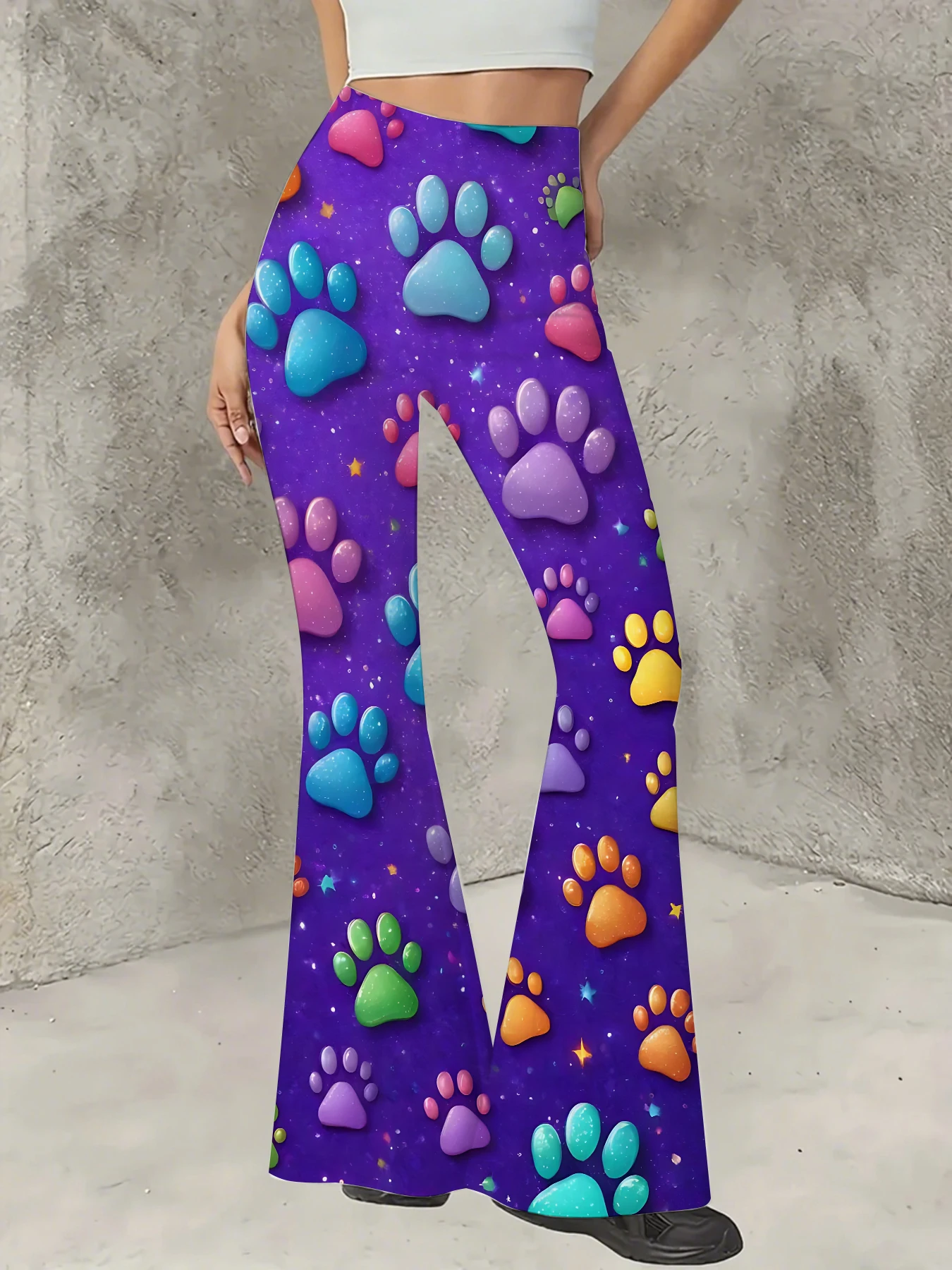 Retro Printed Flare Pants Women High Waist Polyester Knit Bell Bottom Trousers
Retro Printed Flare Pants Women High Waist Polyester Knit Bell Bottom Trousers