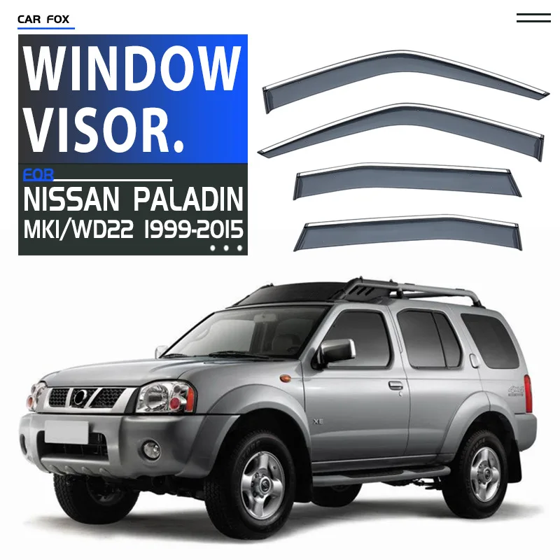 For Nissan PALADIN WD22 WD23 Car Window Visor Awning Shelters Windshield Side Window Rain Sun Shade Auto Accessories Car Styling
For Nissan PALADIN WD22 WD23 Car Window Visor Awning Shelters Windshield Side Window Rain Sun Shade Auto Accessories Car Styling