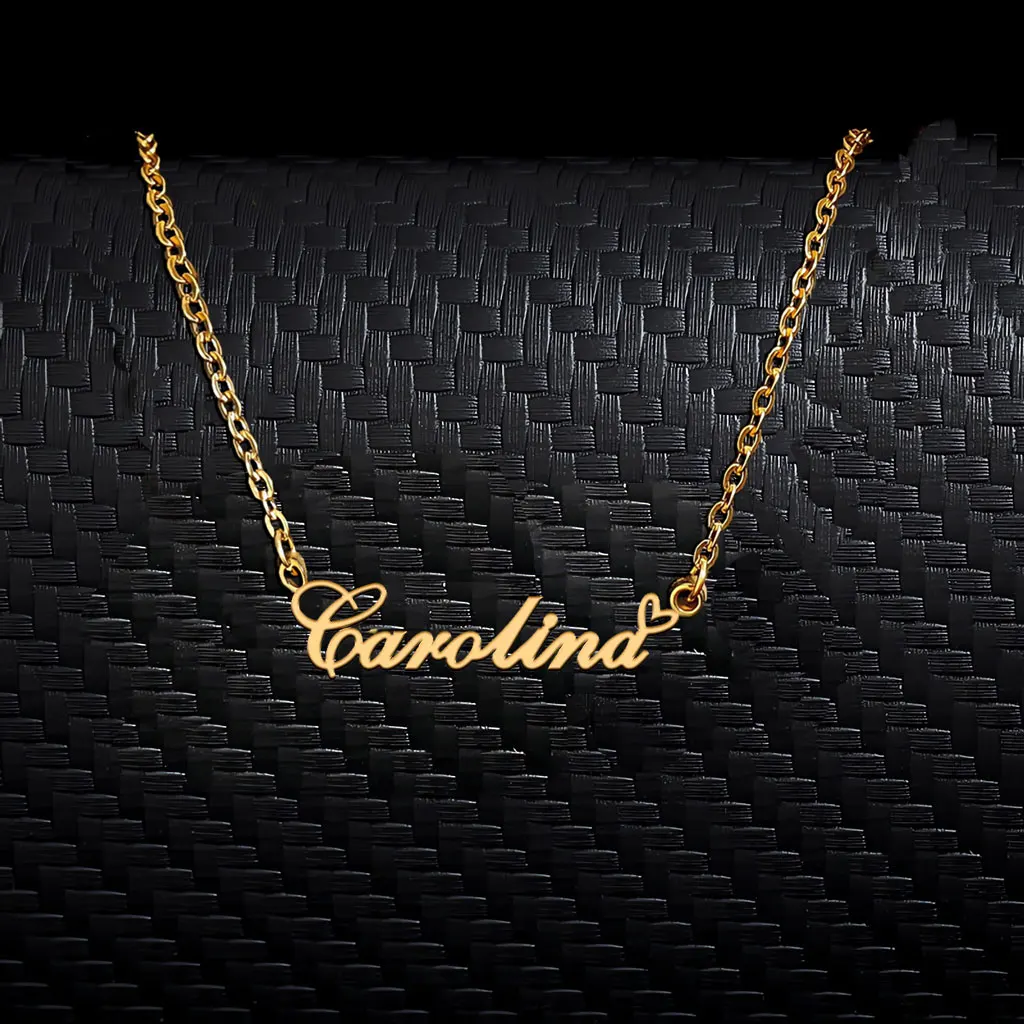 AOLOSHOW Carolina with Heart Pendant Name Necklace for Women Stainless Steel Gold Plated Mother's Day Gift
AOLOSHOW Carolina with Heart Pendant Name Necklace for Women Stainless Steel Gold Plated Mother's Day Gift