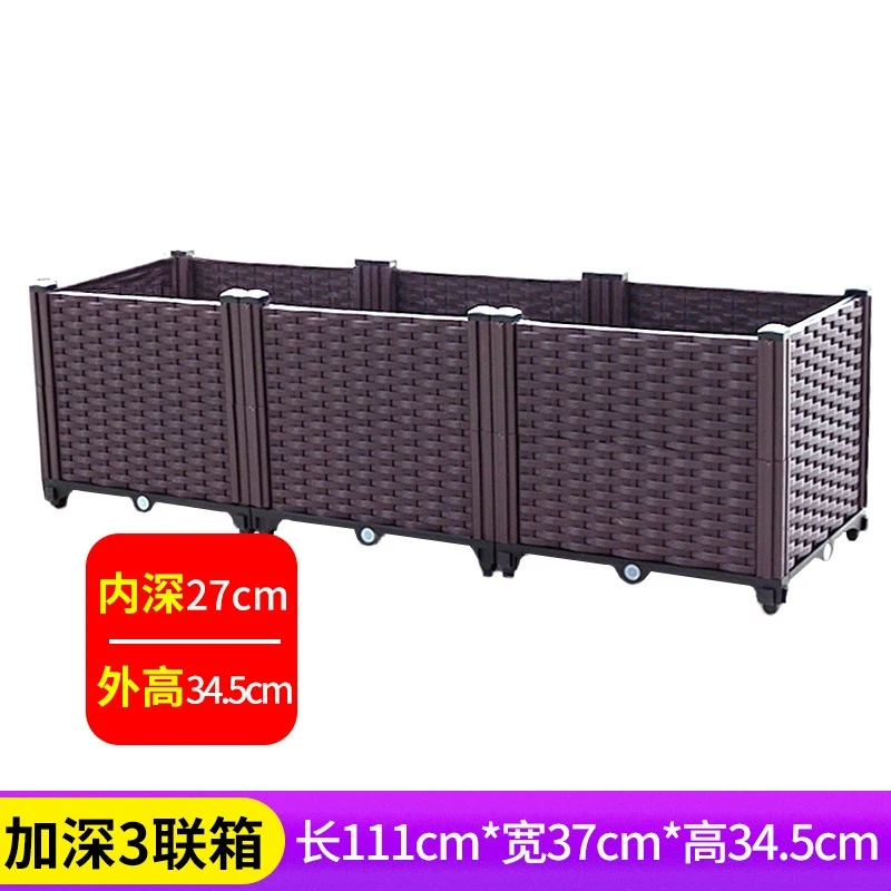 3-Tier Deepened Planter Box 111x37x34cm Outdoor Plastic Planting Pot for Vegetable & Flower Garden Balcony Growing Whole
3-Tier Deepened Planter Box 111x37x34cm Outdoor Plastic Planting Pot for Vegetable & Flower Garden Balcony Growing Whole