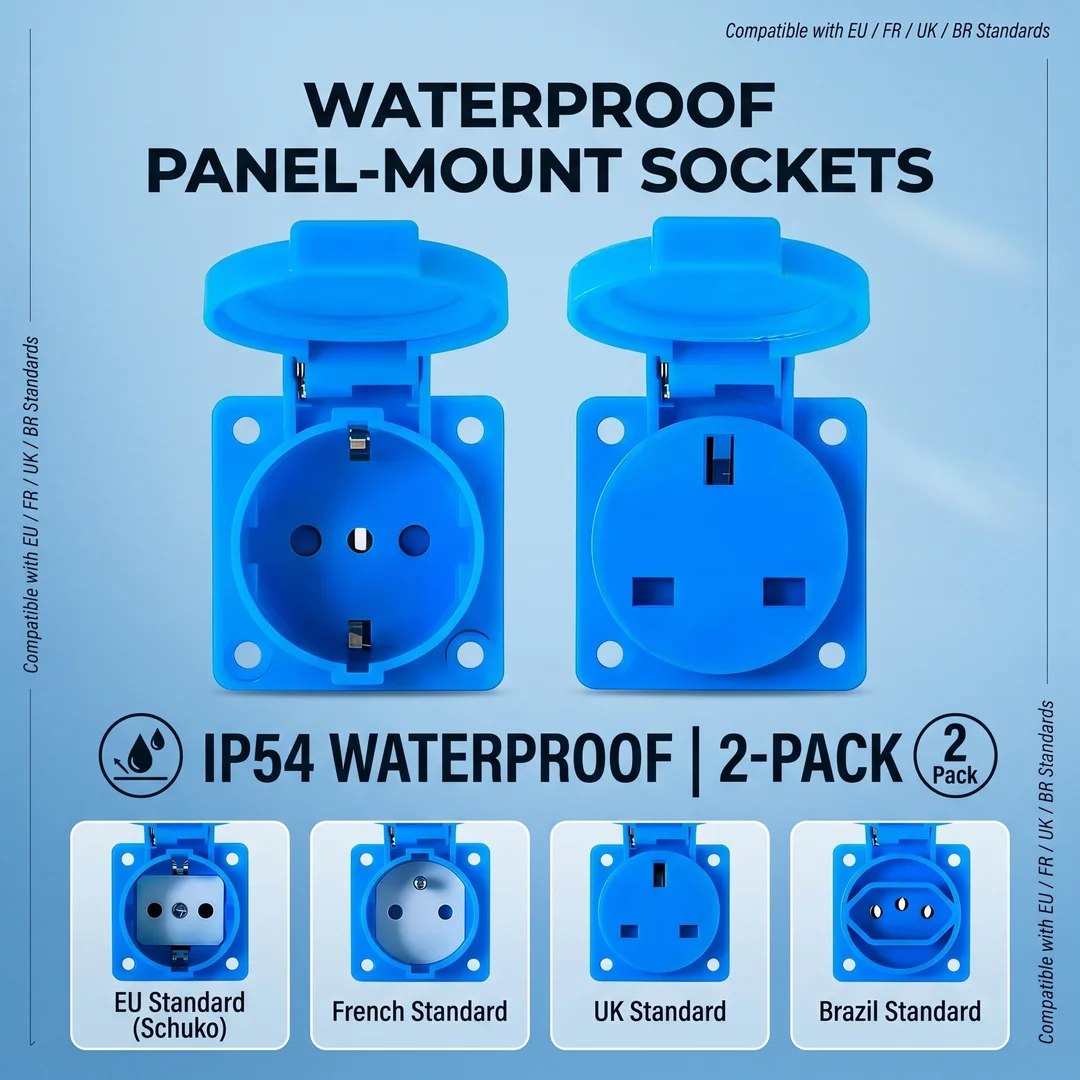 250V/16A Electrical Sockets IP54 Waterproof Industrial Connector Panel Mount Outdoor Socket 2Pin Adapter UK/EU/BR/French/German
250V/16A Electrical Sockets IP54 Waterproof Industrial Connector Panel Mount Outdoor Socket 2Pin Adapter UK/EU/BR/French/German