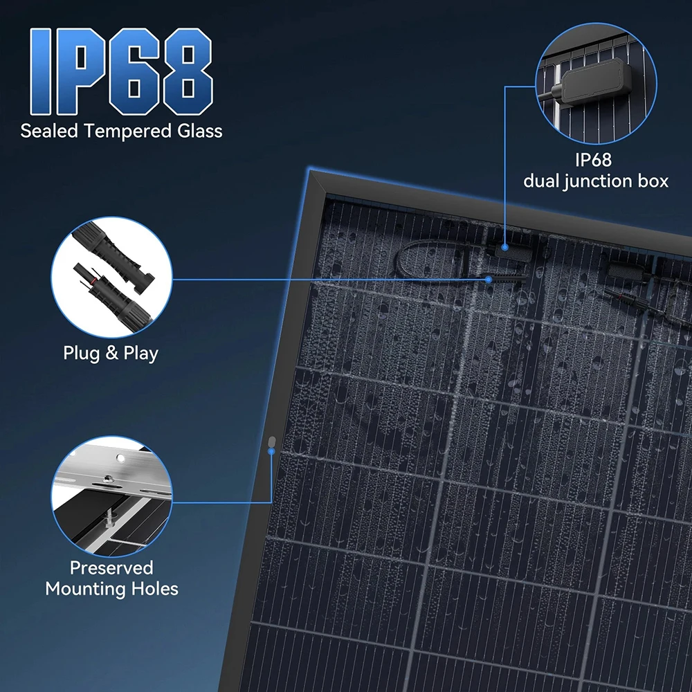 RVPOZWER 200W/400W/800W Bifacial Solar Panel 18BB N-Type Mono Cells High-Efficiency PV Power for Home Rooftop Off-Grid Outdoor
RVPOZWER 200W/400W/800W Bifacial Solar Panel 18BB N-Type Mono Cells High-Efficiency PV Power for Home Rooftop Off-Grid Outdoor