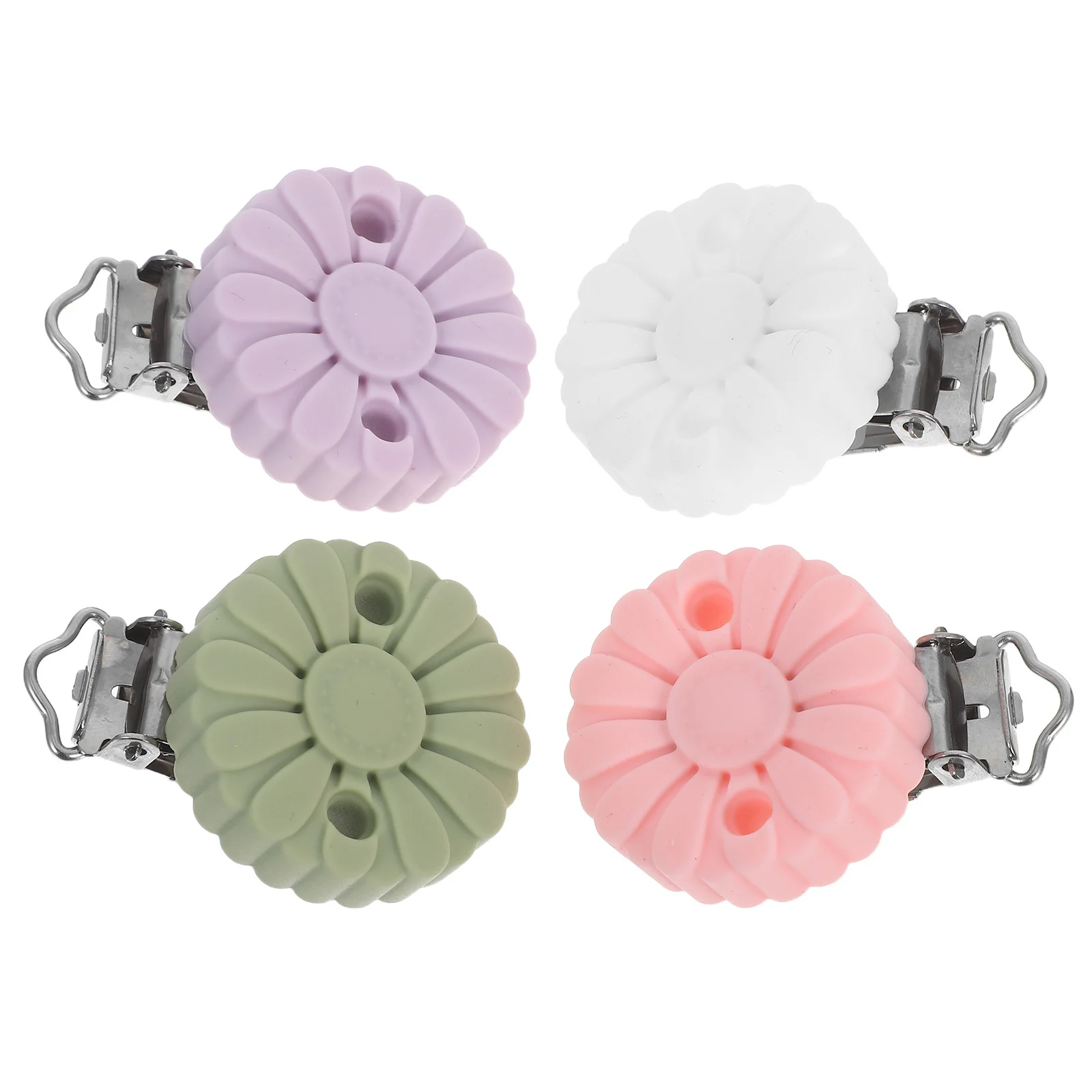 4Pcs Silicone Baby Pacifier Clips Sunflower Design Food Grade Dummy Chain Holders Teething Suspender Clips for Bibs Clothes
4Pcs Silicone Baby Pacifier Clips Sunflower Design Food Grade Dummy Chain Holders Teething Suspender Clips for Bibs Clothes