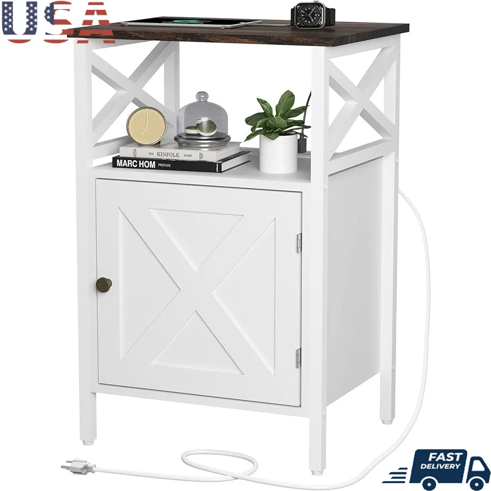 End Table with Charging Station Power Outlet USB Ports Nightstand 2 Tier Storage Space Adjustable Feet Home Office Use
End Table with Charging Station Power Outlet USB Ports Nightstand 2 Tier Storage Space Adjustable Feet Home Office Use