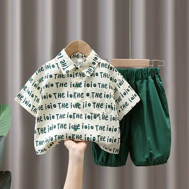 Boys' Shirt Set Summer 2023 New Cotton Vintage Letter Fashion Children's Short Sleeve Seaside Two Piece Set
Boys' Shirt Set Summer 2023 New Cotton Vintage Letter Fashion Children's Short Sleeve Seaside Two Piece Set