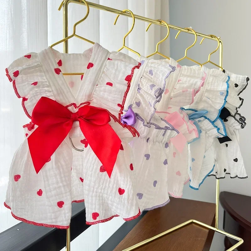 Summer Dog Cooling Dress Thin Bow Heart Print Dog Clothes Pet Skirt Kitten Puppy Costume Chihuahua Girls Dog Vest
Summer Dog Cooling Dress Thin Bow Heart Print Dog Clothes Pet Skirt Kitten Puppy Costume Chihuahua Girls Dog Vest