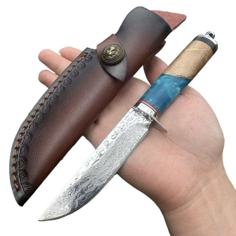 VG10 Damascus Steel Fixed Blade Knife Hunting Survival Resin Stable Wood Handle Outdoor Camping Knife Hand Tools With Case
VG10 Damascus Steel Fixed Blade Knife Hunting Survival Resin Stable Wood Handle Outdoor Camping Knife Hand Tools With Case