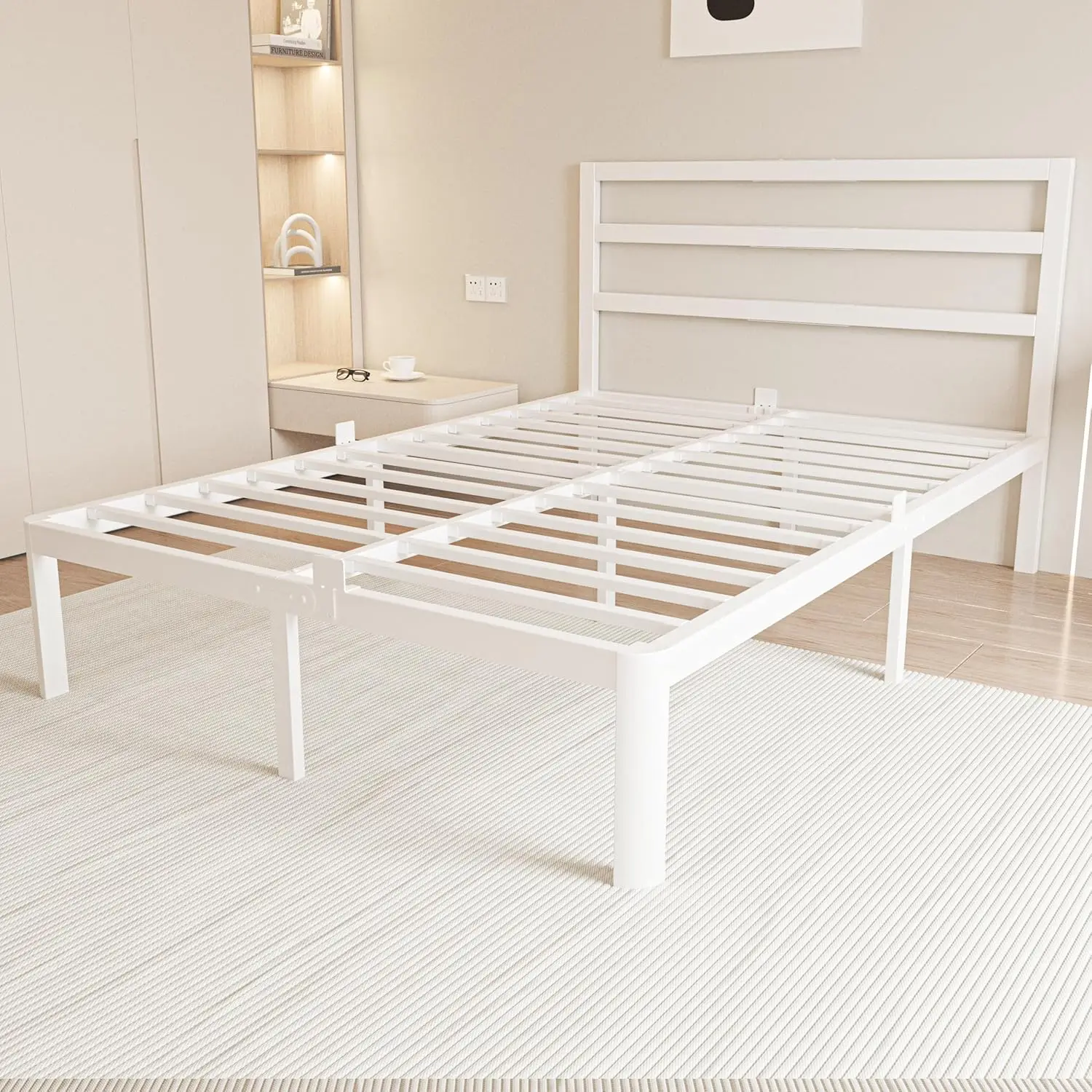 14 Inch Queen Bed Frame with Headboard, White Metal Queen Size Bed Frame, No Box Spring Need, Anti-Slip Gaskets, Noise-F
14 Inch Queen Bed Frame with Headboard, White Metal Queen Size Bed Frame, No Box Spring Need, Anti-Slip Gaskets, Noise-F