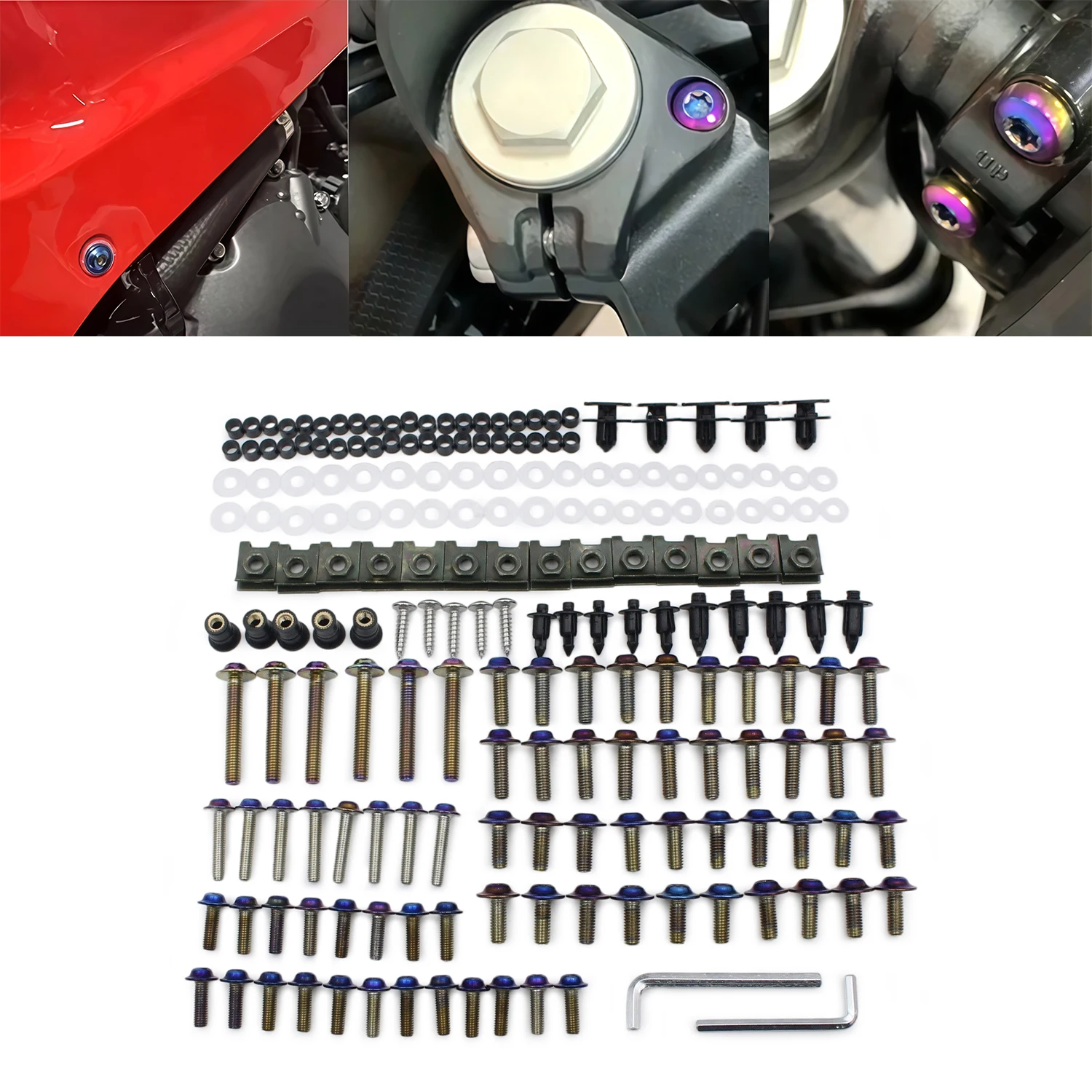 195pcs M5 M6 Burn Titanium Bodywork Screws Fairing Bolt Nuts Kit For Suzuki GSXR600 GSXR1000 Hayabusa GSX1300R GSX600F GSX750F
195pcs M5 M6 Burn Titanium Bodywork Screws Fairing Bolt Nuts Kit For Suzuki GSXR600 GSXR1000 Hayabusa GSX1300R GSX600F GSX750F