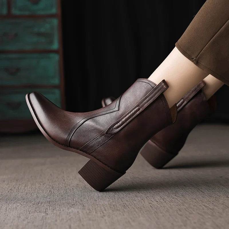 NEW Autumn/Winter Women Boots Pointed Toe Short Boots Chunky Heel Shoes Genuine Leather Shoes for Women Slip-on Weatern Boots
NEW Autumn/Winter Women Boots Pointed Toe Short Boots Chunky Heel Shoes Genuine Leather Shoes for Women Slip-on Weatern Boots