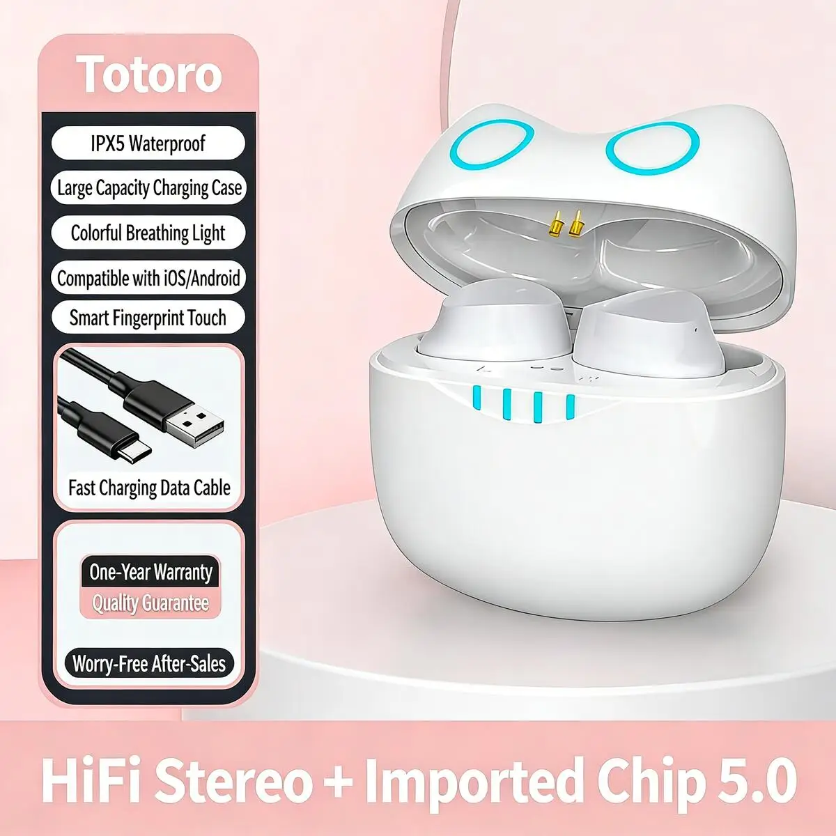 Cute Kitten Mini Bluetooth Wireless In-Ear Earphones HiFi Deep Bass Smart Touch Long Battery Life Comfortable for Music Office
Cute Kitten Mini Bluetooth Wireless In-Ear Earphones HiFi Deep Bass Smart Touch Long Battery Life Comfortable for Music Office