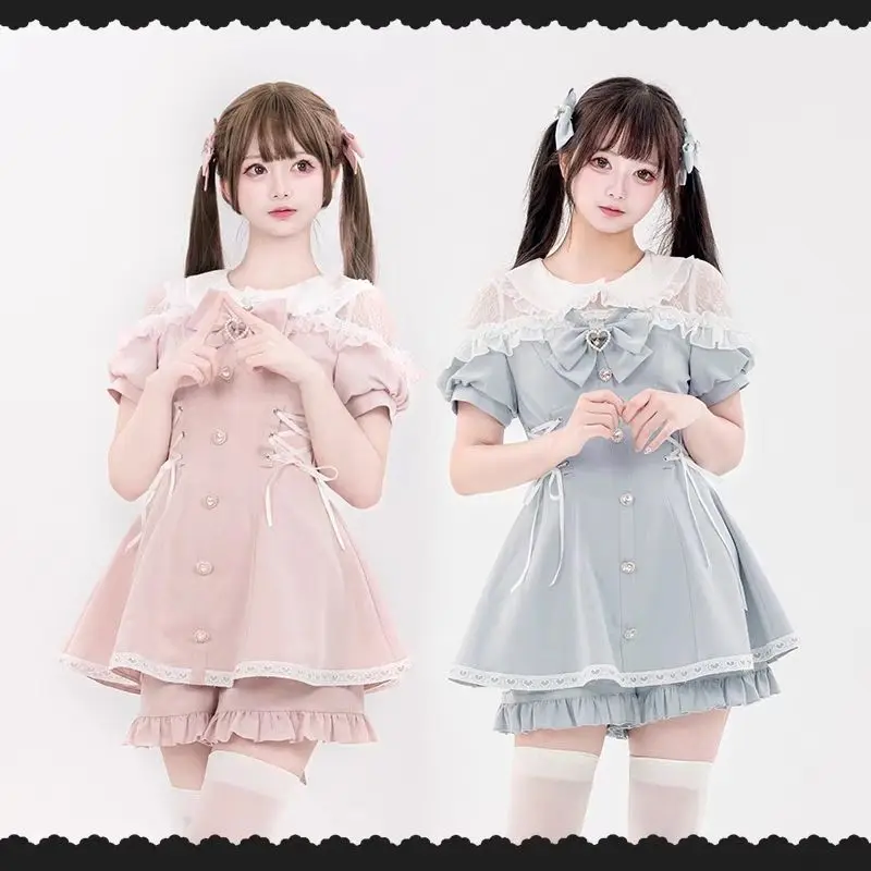 SOIOMES Японский комплект из двух предметов: кружевной топ с коротким рукавом и утягивающие брюки, милый и стильный.
SOIOMES Японский комплект из двух предметов: кружевной топ с коротким рукавом и утягивающие брюки, милый и стильный.