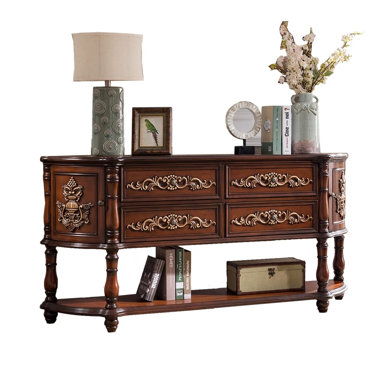 European-style entrance cabinet against the wall Long table against the wall Solid wood American entrance side table Semicircula
European-style entrance cabinet against the wall Long table against the wall Solid wood American entrance side table Semicircula