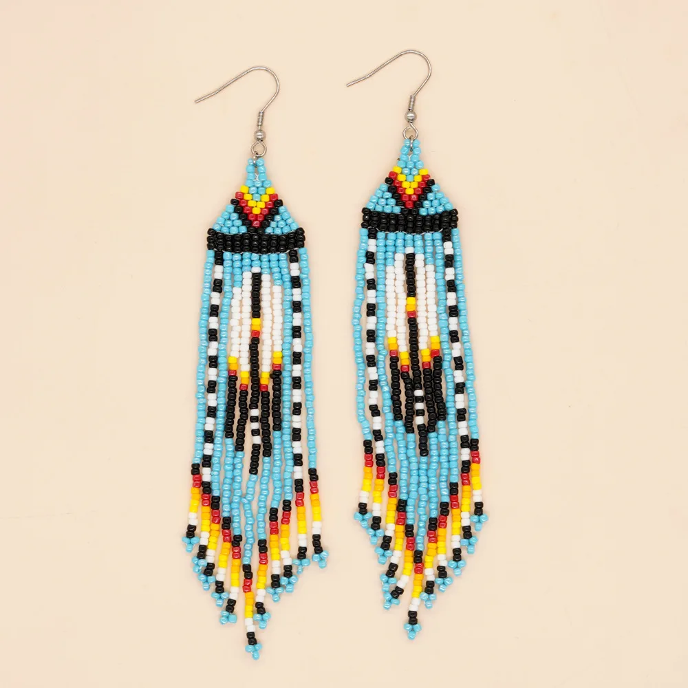 Beaded earrings Tassel Geometry Hand knitting Design Bohemia Alloy Gradient Tide Simple Rice bead earrings
Beaded earrings Tassel Geometry Hand knitting Design Bohemia Alloy Gradient Tide Simple Rice bead earrings