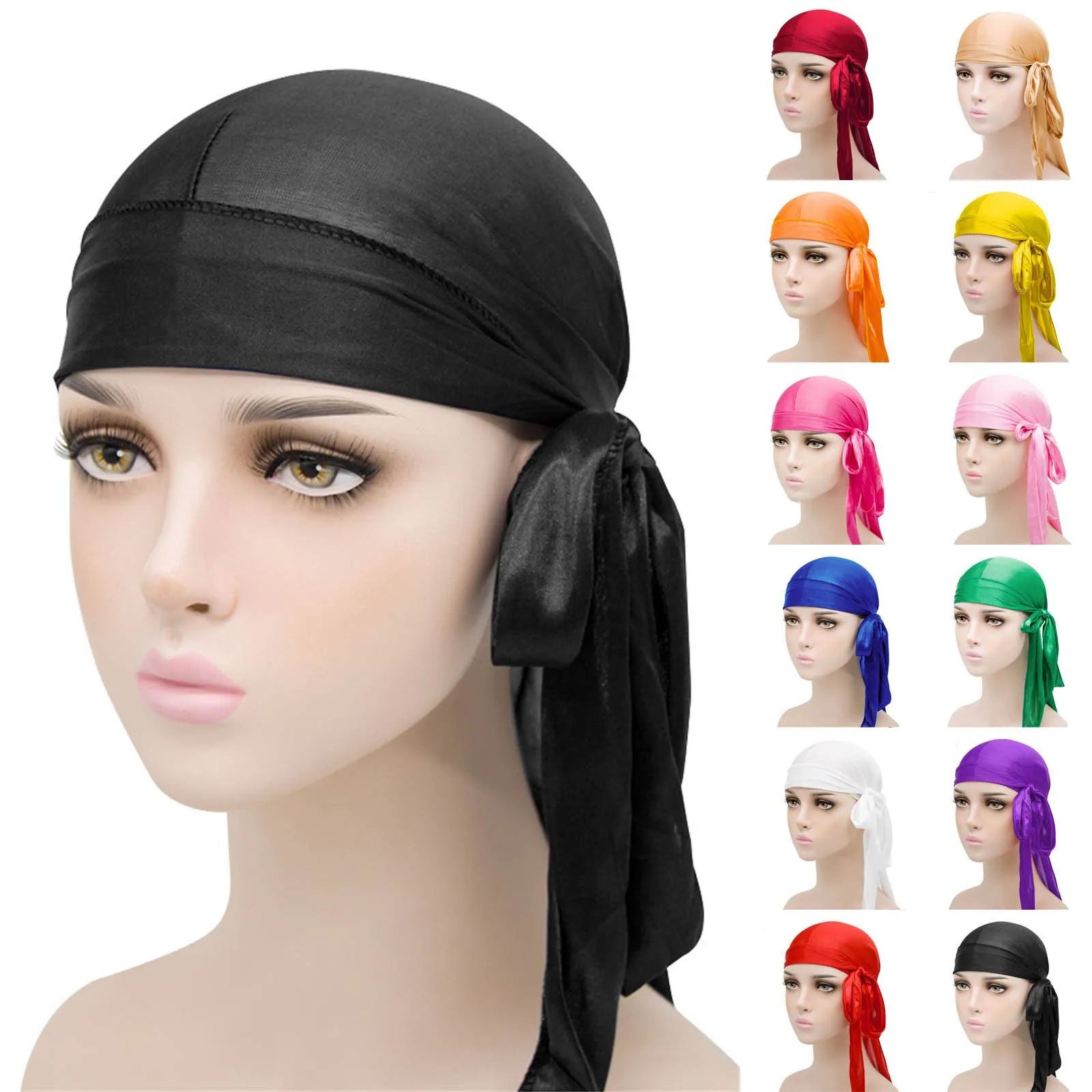 Men'S And Women'S Satin Elastic Hats Mimic Silk Thick Long Tail Pirate Hats Silky Pirate Hat Turban Fashion Headwraps Cap Durag
Men'S And Women'S Satin Elastic Hats Mimic Silk Thick Long Tail Pirate Hats Silky Pirate Hat Turban Fashion Headwraps Cap Durag
