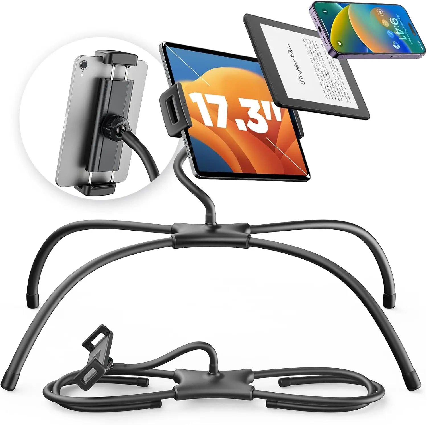 Adjustable Ergonomic Tablet Holder for Bed, Fits 4.7"-17.3" Devices Like iPad, Kindle, Phone, Monitor (Black)
Adjustable Ergonomic Tablet Holder for Bed, Fits 4.7"-17.3" Devices Like iPad, Kindle, Phone, Monitor (Black)