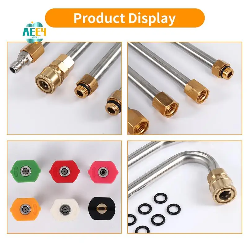AEE4-7 Pieces Pressure Washer Extension Wands 10Ft Replacement Lance, Curved Rod 30 Or 120 Degree, 6 Pieces Spray Nozzle Tips
AEE4-7 Pieces Pressure Washer Extension Wands 10Ft Replacement Lance, Curved Rod 30 Or 120 Degree, 6 Pieces Spray Nozzle Tips