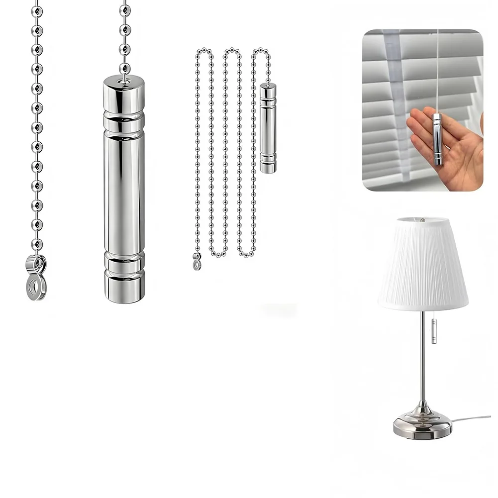2 Pcs Chrome Metal Light Pull Cord Handle With 100cm Bead Chain For Bathroom Ceiling Fan Blinds Switch Replacement Parts
2 Pcs Chrome Metal Light Pull Cord Handle With 100cm Bead Chain For Bathroom Ceiling Fan Blinds Switch Replacement Parts