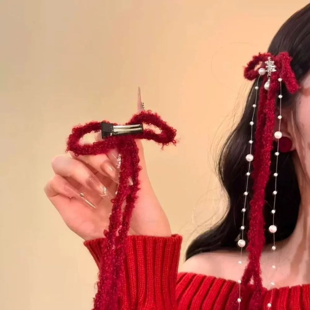 Милая кисточка с красным бантом, заколка для волос со стразами и жемчугом, бантом, заколки со снежинками, головные уборы в корейском стиле, новогодние головные уборы для студентов
Милая кисточка с красным бантом, заколка для волос со стразами и жемчугом, бантом, заколки со снежинками, головные уборы в корейском стиле, новогодние головные уборы для студентов