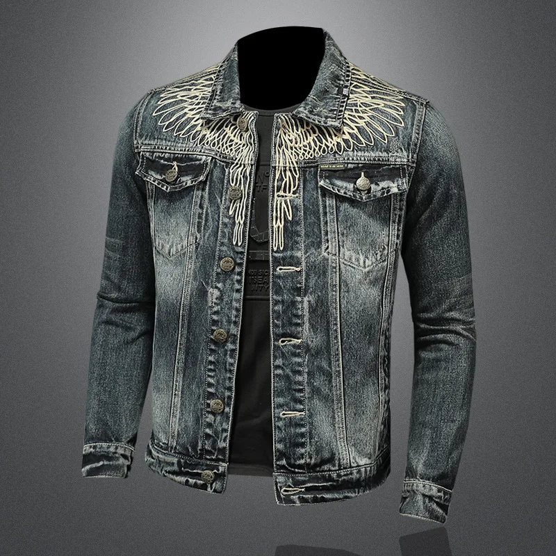 Jacket European Denim Men's and American Style Hair Strange Heavy Wings Embroidered Denim Jacket Boutique Denim Jacket
Jacket European Denim Men's and American Style Hair Strange Heavy Wings Embroidered Denim Jacket Boutique Denim Jacket