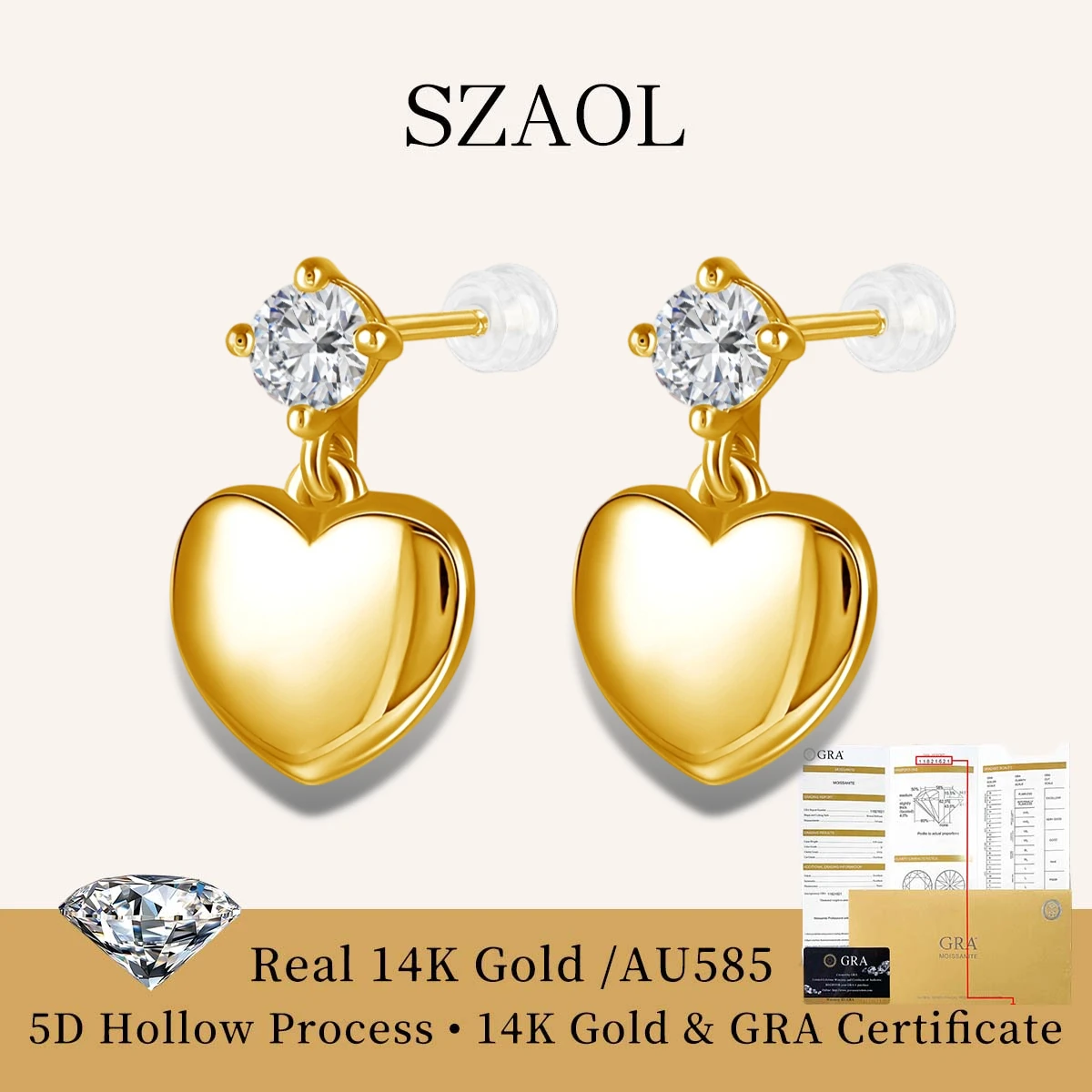 100% 14K Gold Moissanite Earrings AU585 Love Heart Stud Earrings for Women Anniversary Mother's Valentine's Day Daily Jewelry
100% 14K Gold Moissanite Earrings AU585 Love Heart Stud Earrings for Women Anniversary Mother's Valentine's Day Daily Jewelry