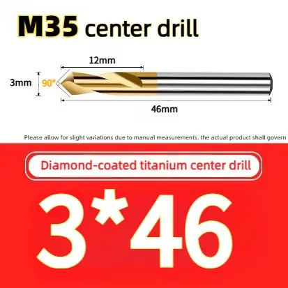 3mm Coated Titanium Cobalt M35 Center Drill Bit for Stainless Steel Special Use Precision Drilling Tool
3mm Coated Titanium Cobalt M35 Center Drill Bit for Stainless Steel Special Use Precision Drilling Tool