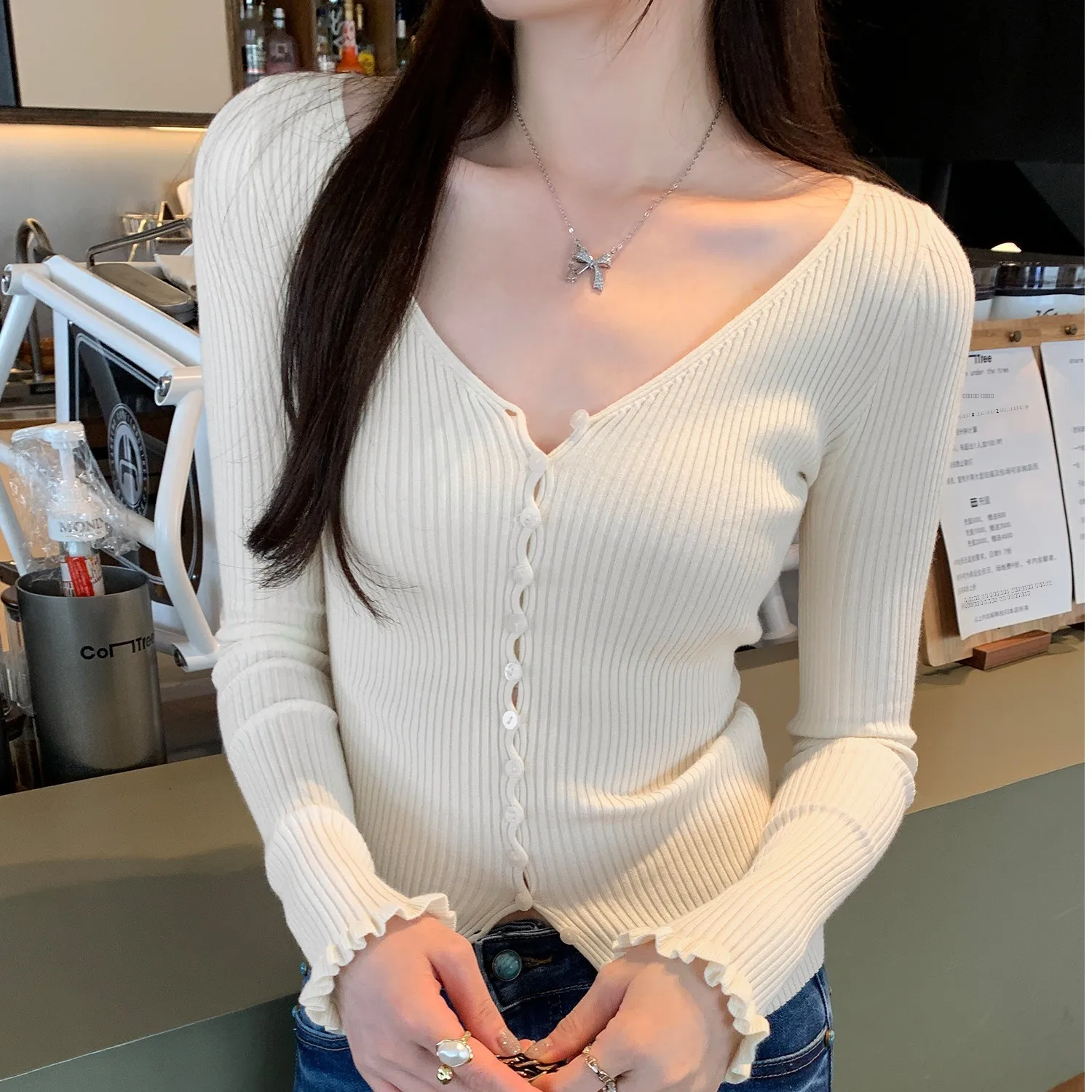 Slim Fit V-Ne Long Sve вязаный открытый кардиган женский модный модный топ осень-зима Новое поступление тонкий слэ
Slim Fit V-Ne Long Sve вязаный открытый кардиган женский модный модный топ осень-зима Новое поступление тонкий слэ