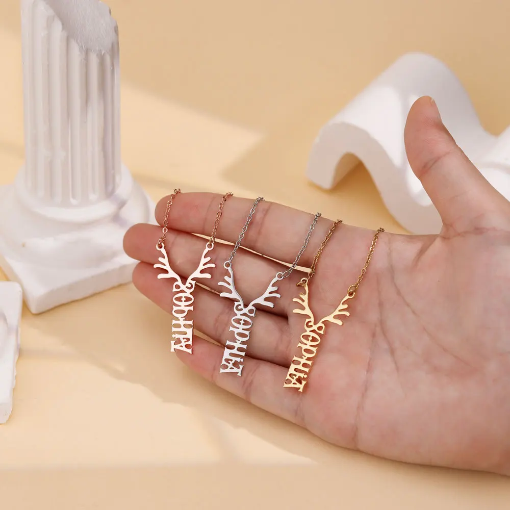 Customized Deer Antler + Name Necklace Female Personality Name Pendant Jewelry Gift for Her Women Ladies
Customized Deer Antler + Name Necklace Female Personality Name Pendant Jewelry Gift for Her Women Ladies