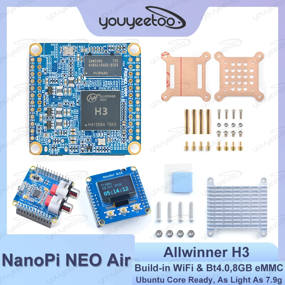 NanoPi Neo Air LTS 512M RAM/8G eMMC YoungSunTek Allwinner Quad CortexA7,1.2GHz,OpenWRT,Wifi&BT Ubuntu Linux Armbian DietPi Kali
NanoPi Neo Air LTS 512M RAM/8G eMMC YoungSunTek Allwinner Quad CortexA7,1.2GHz,OpenWRT,Wifi&BT Ubuntu Linux Armbian DietPi Kali