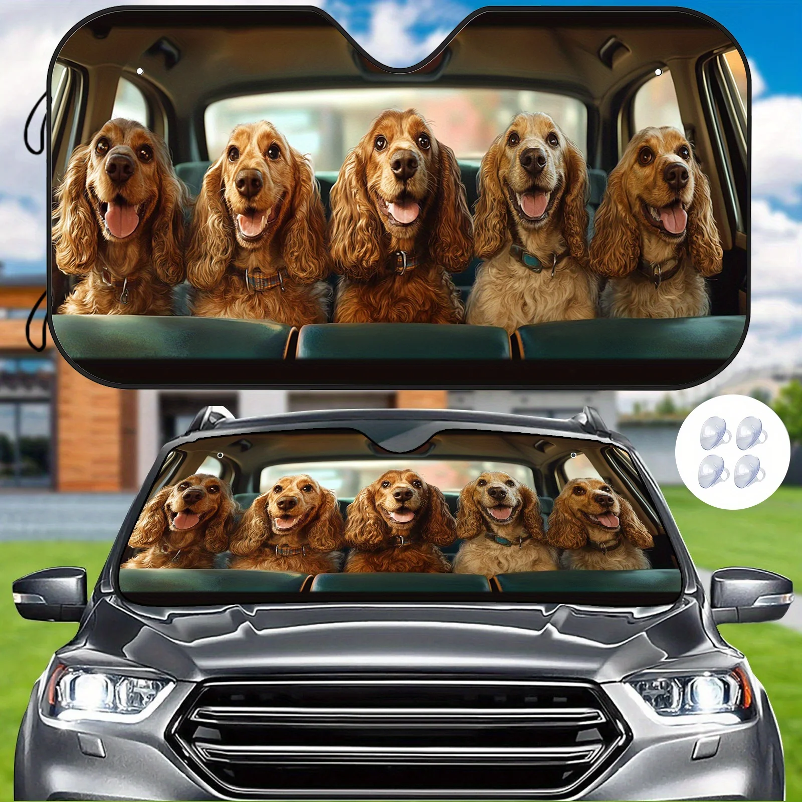 1pc Cute Cocker Spaniel Print Car Sunshade, Heat-Resistant Scratch-Proof Windshield Protector, Universal Fit Dashboard Cover For
1pc Cute Cocker Spaniel Print Car Sunshade, Heat-Resistant Scratch-Proof Windshield Protector, Universal Fit Dashboard Cover For