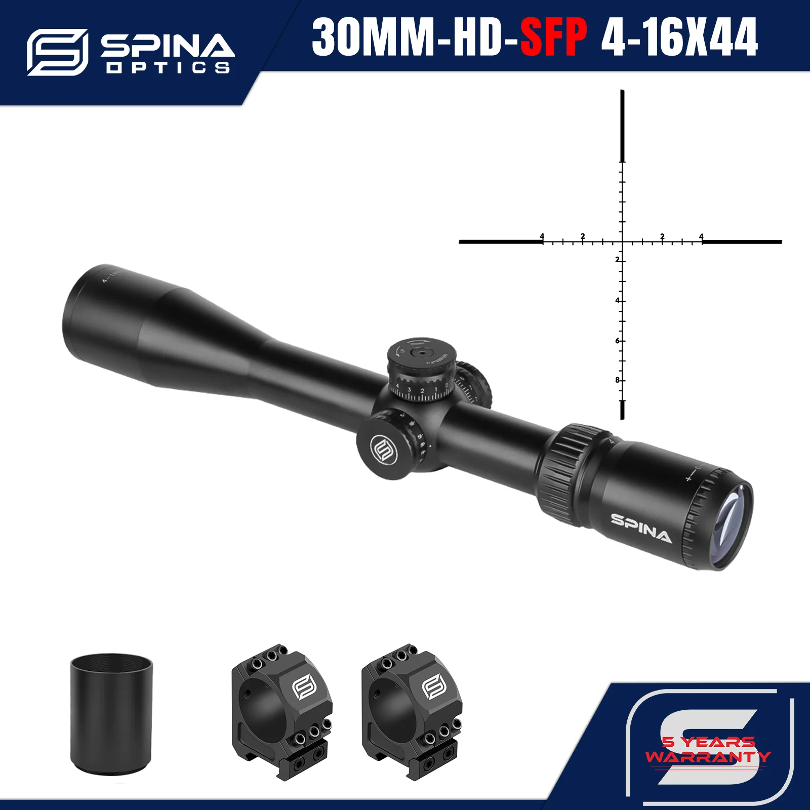 SPINA OPTICS HD 4-16x44 Scope Sight Long Eye Relief Second focal Plane Hunting Tactical BDC Etched Glass Reticle Side Parallax
SPINA OPTICS HD 4-16x44 Scope Sight Long Eye Relief Second focal Plane Hunting Tactical BDC Etched Glass Reticle Side Parallax
