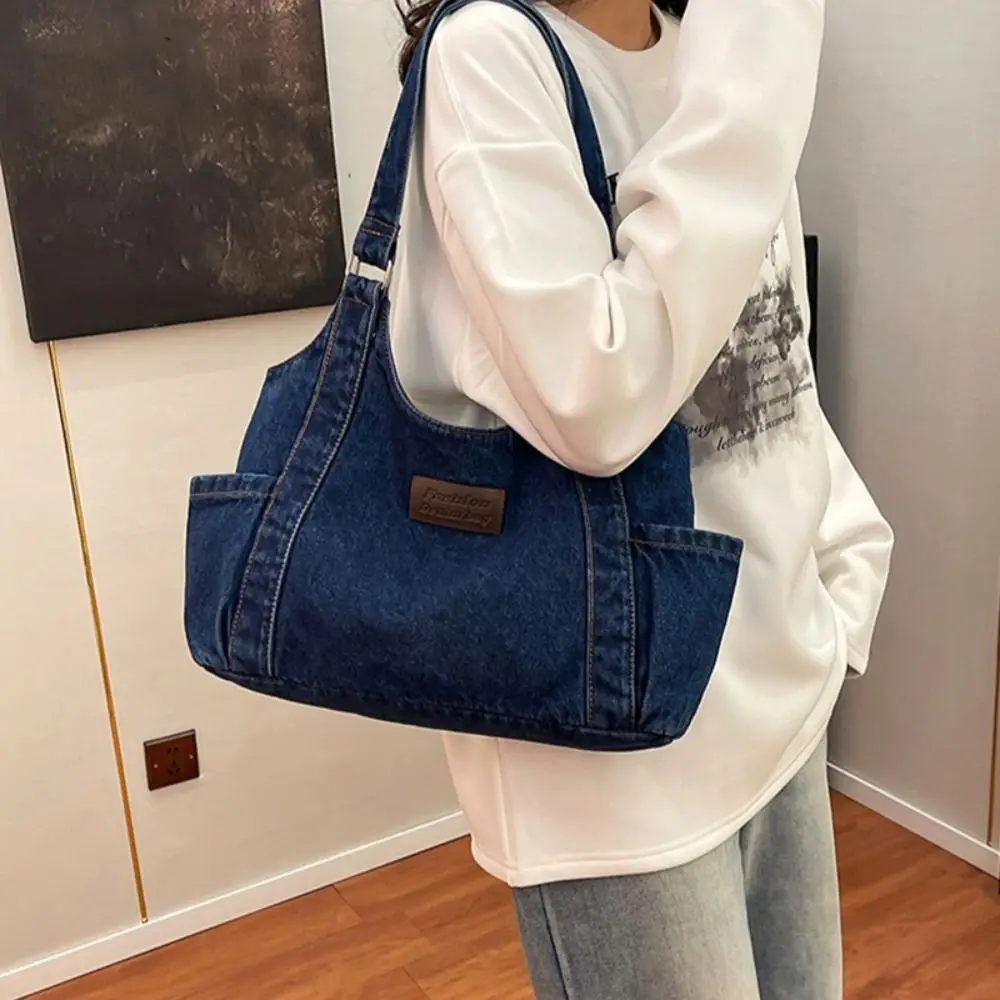 Sweet Korean Style Denim Shoulder Bag Retro Simple Underarm Packs Large Capacity PU Leather Canvas Tote Bag Outdoor
Sweet Korean Style Denim Shoulder Bag Retro Simple Underarm Packs Large Capacity PU Leather Canvas Tote Bag Outdoor