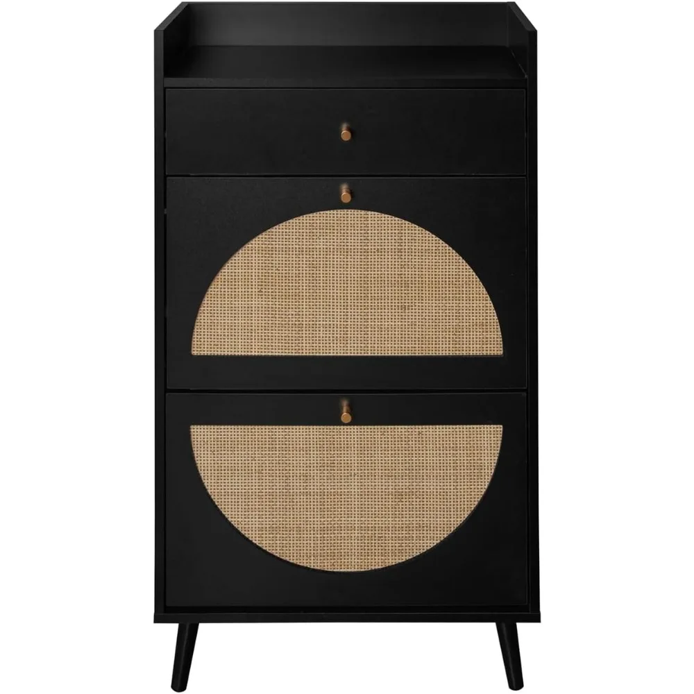 Rattan Shoe Cabinet with 2 Flip Drawers, Narrow Hidden Entrance Hallway Black Free Standing Shoe Racks for Heels, Slippers (Bla
Rattan Shoe Cabinet with 2 Flip Drawers, Narrow Hidden Entrance Hallway Black Free Standing Shoe Racks for Heels, Slippers (Bla