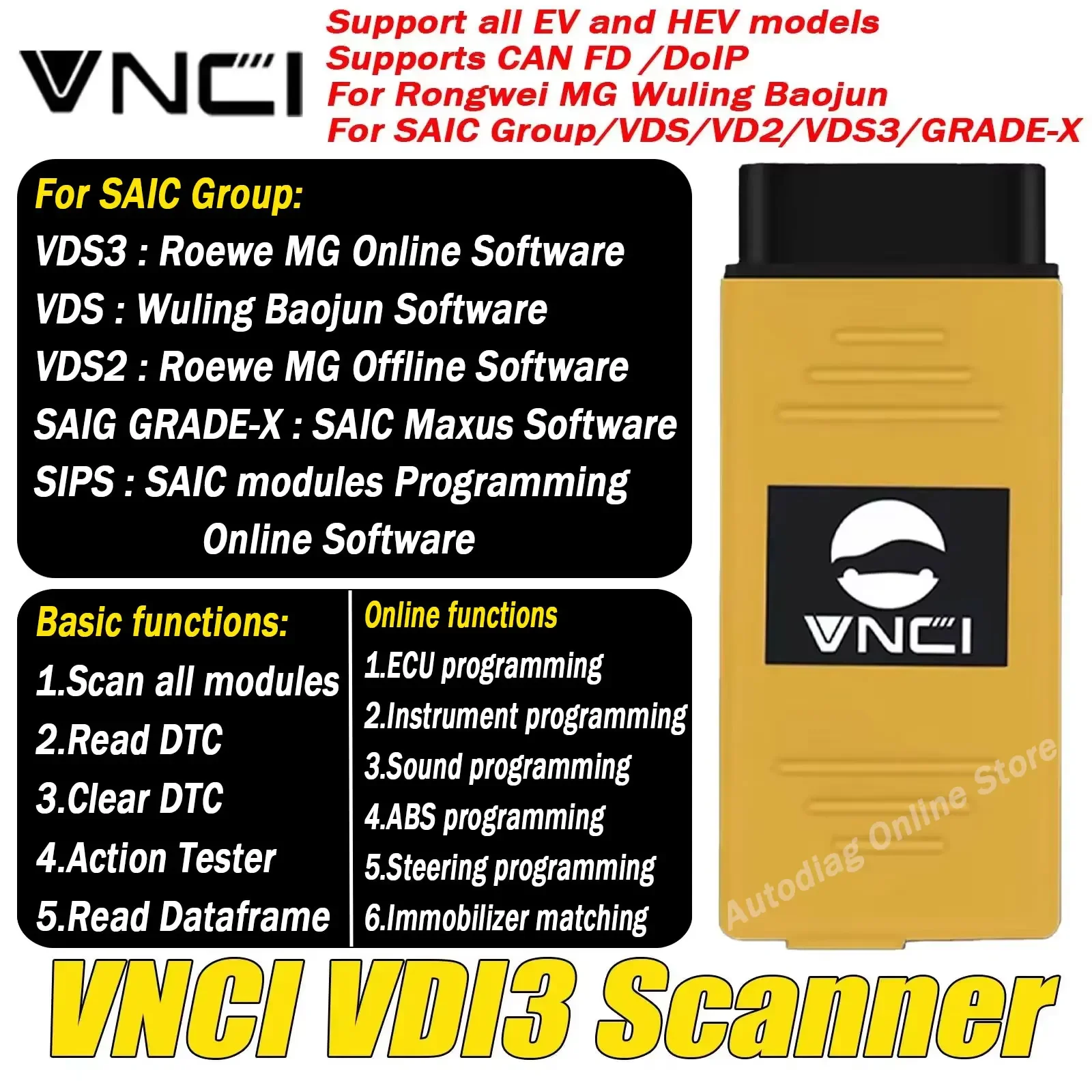 VNCI VDI3 OBD2 Scanner For Rongwei MG Wuling Baojun Support DoIP CANFD OBDII Scan Tool for SAIC Group/VDS/VD2/VDS3/GRADE-X VDI3
VNCI VDI3 OBD2 Scanner For Rongwei MG Wuling Baojun Support DoIP CANFD OBDII Scan Tool for SAIC Group/VDS/VD2/VDS3/GRADE-X VDI3