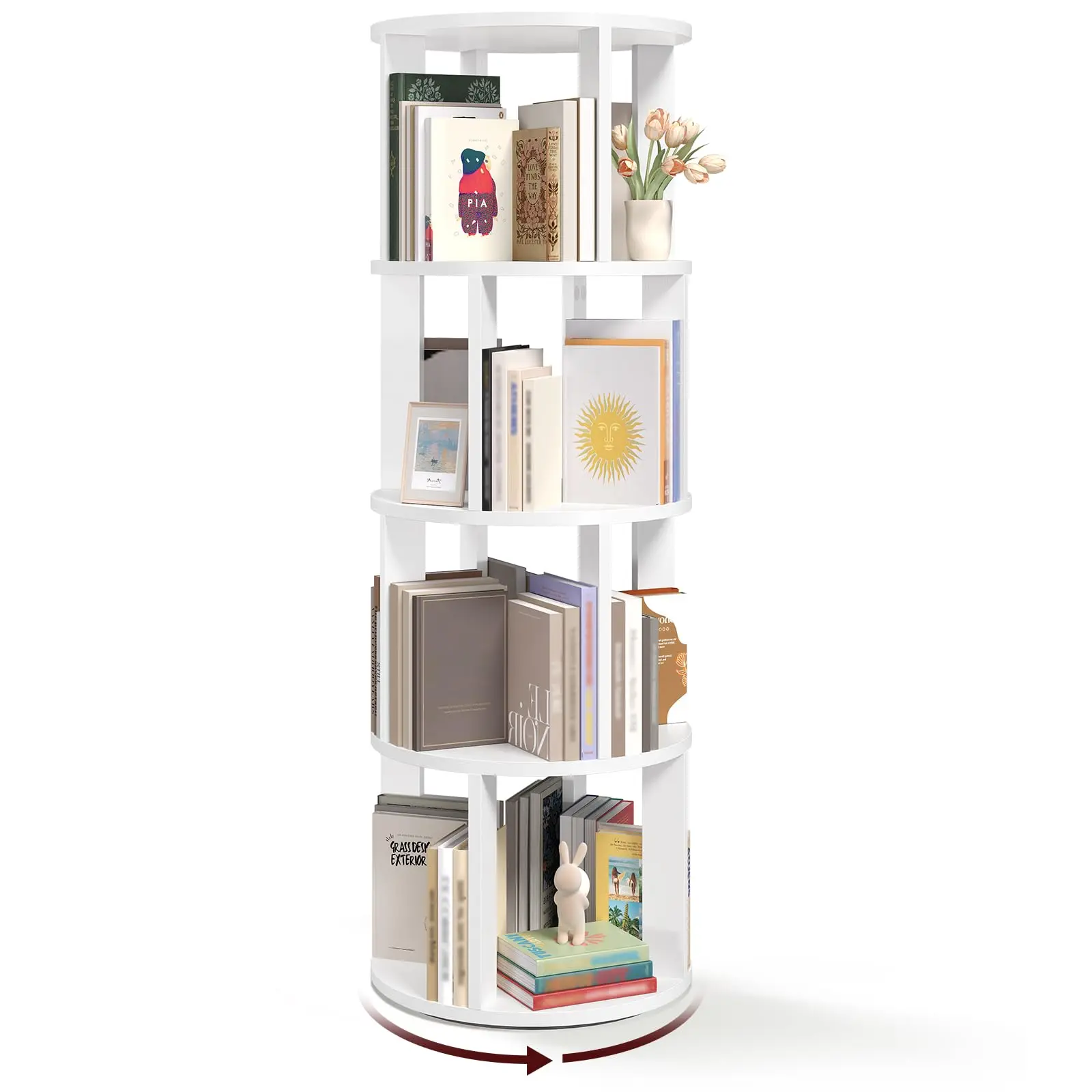 4-Tier 360° Rotating Bookshelf Tower Floor Standing Round Revolving Bookcase For Living Room Study Bedroom White
4-Tier 360° Rotating Bookshelf Tower Floor Standing Round Revolving Bookcase For Living Room Study Bedroom White