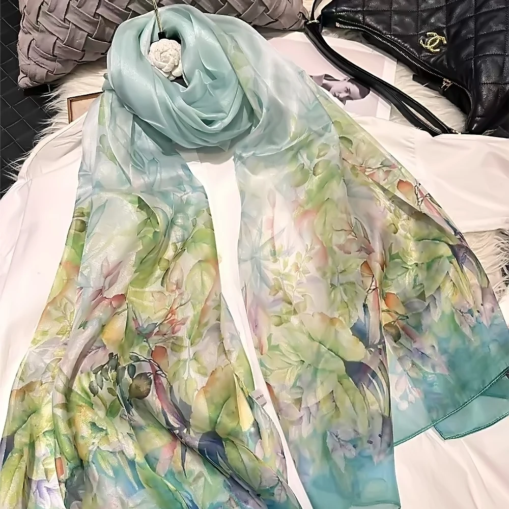 Blue Green 100% Silk Shawl Scarf Women Fashion New Floral Design Long Scarves Wraps Summer Chiffon Beach Scarf Wrap 180*110cm
Blue Green 100% Silk Shawl Scarf Women Fashion New Floral Design Long Scarves Wraps Summer Chiffon Beach Scarf Wrap 180*110cm
