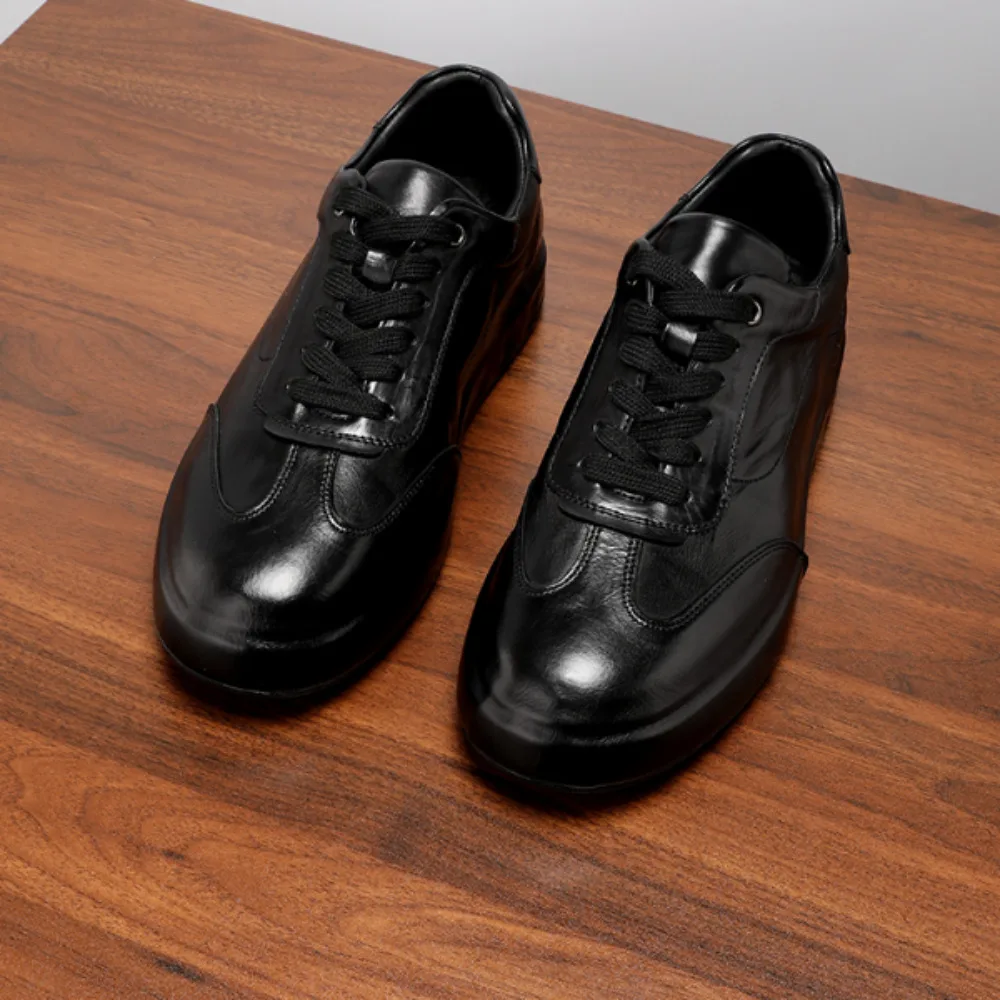 Genuine Leather Men's Thin Fashion Casual Sneakers Formal Dress Flat Black Solid Comfortable Outdoor Sports Leather Shoes
Genuine Leather Men's Thin Fashion Casual Sneakers Formal Dress Flat Black Solid Comfortable Outdoor Sports Leather Shoes