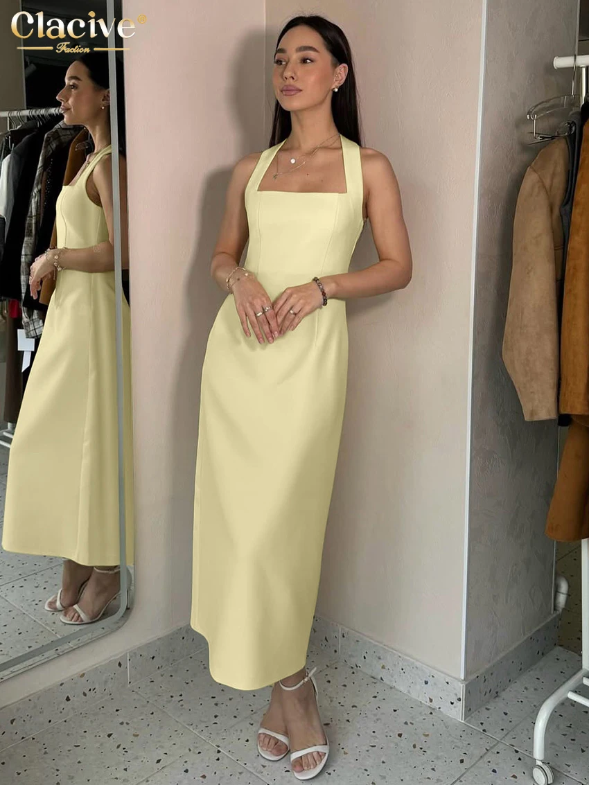 Clacive Fashion Slim Yellow Women's Dress 2026 Summer Halter Sleeveless Ankle Length Dresses Elegant Classic Solid Female Dress
Clacive Fashion Slim Yellow Women's Dress 2026 Summer Halter Sleeveless Ankle Length Dresses Elegant Classic Solid Female Dress
