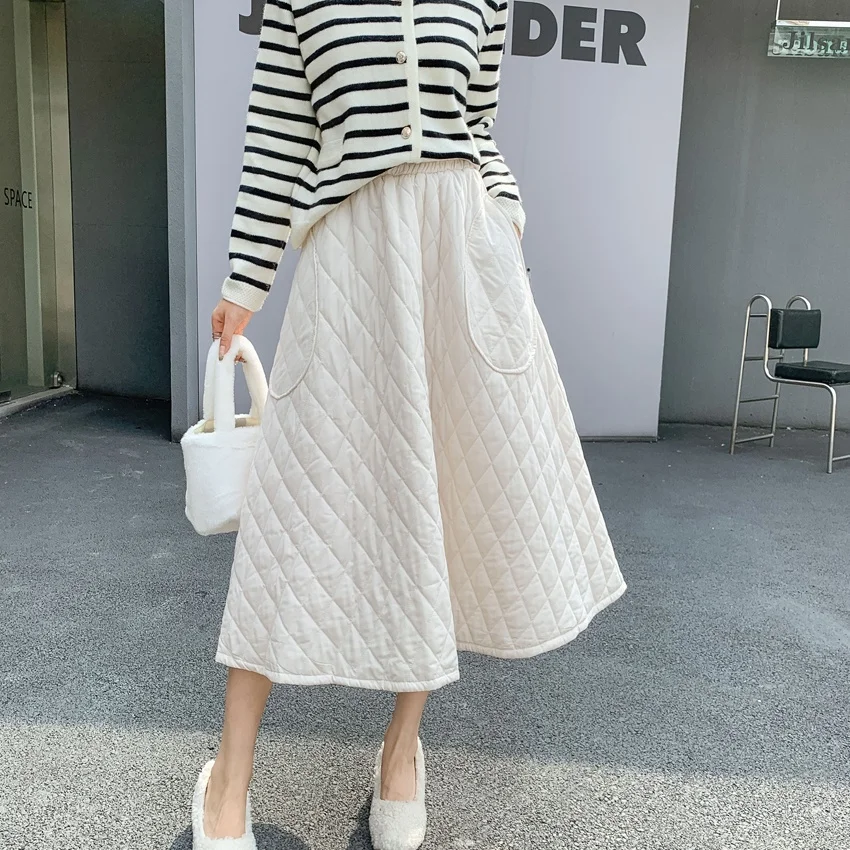 Korean Sle Quilted A-Line Skirt Women's Autumn Winter Thi Warm Cotton down A-Line Skirt Trendy Ci Commute
Korean Sle Quilted A-Line Skirt Women's Autumn Winter Thi Warm Cotton down A-Line Skirt Trendy Ci Commute