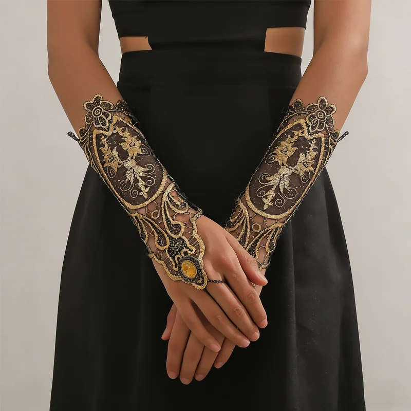 Women Retro Gold Hollow Out Lace Gloves Vintage Elegant Hand Accessories For Wedding Party Evening Dress Decorative Arm Wear New
Women Retro Gold Hollow Out Lace Gloves Vintage Elegant Hand Accessories For Wedding Party Evening Dress Decorative Arm Wear New