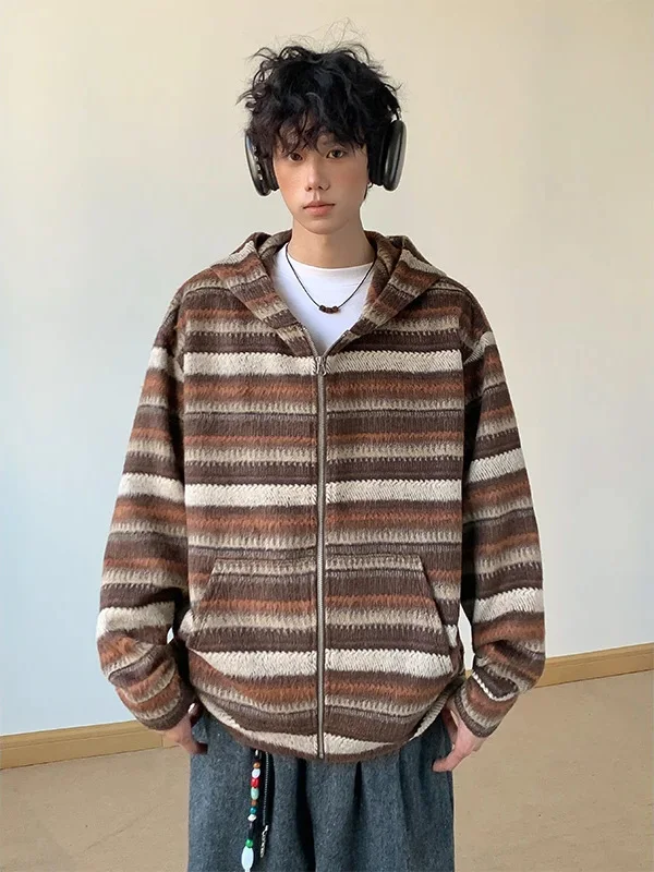 Stripe Knit Cardigan Men's Casual Hooded Woolen Jaet Autumn Faionable Top Zipper Closure Loose Fit Polyester Co...
Stripe Knit Cardigan Men's Casual Hooded Woolen Jaet Autumn Faionable Top Zipper Closure Loose Fit Polyester Co...